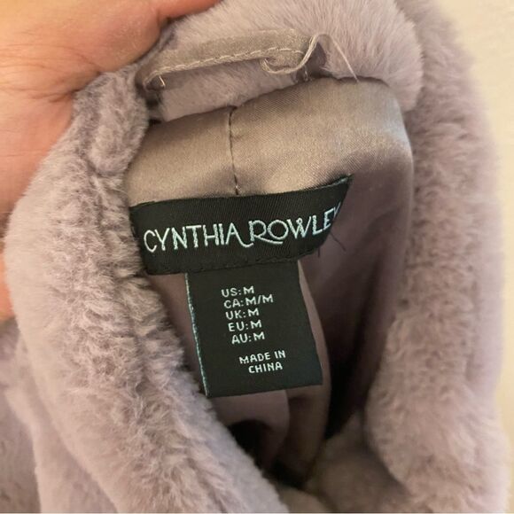 Cynthia Crowley faux fur jacket coat gray full zip bomber mobwife M - Picture 8 of 8